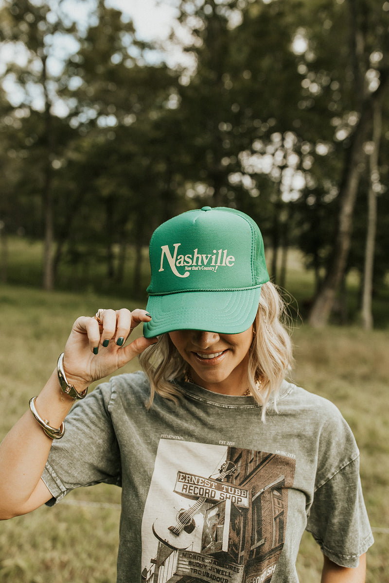 Nashville! Now That's Country Trucker Hat Green