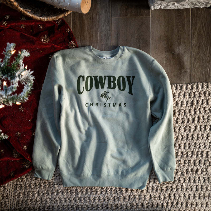 Sage Cowboy Christmas Crewneck