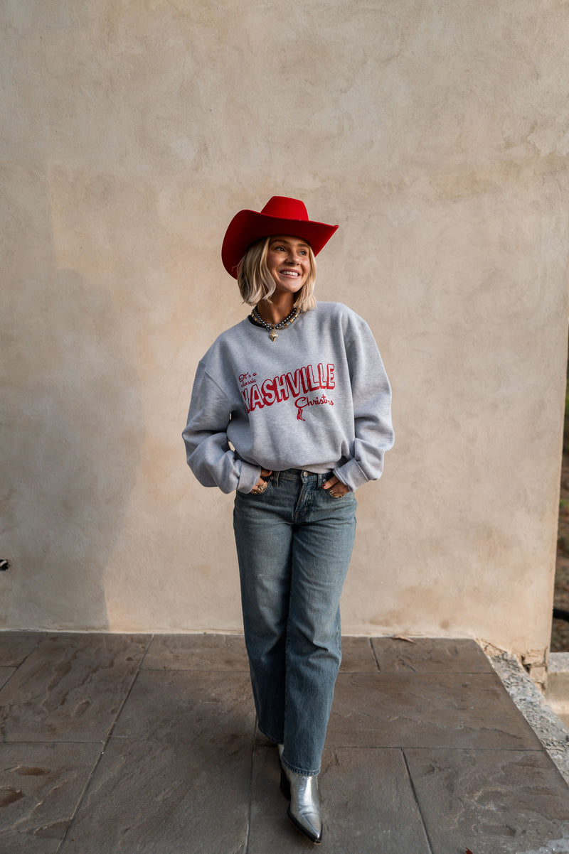 Grey Nashville Christmas Crewneck