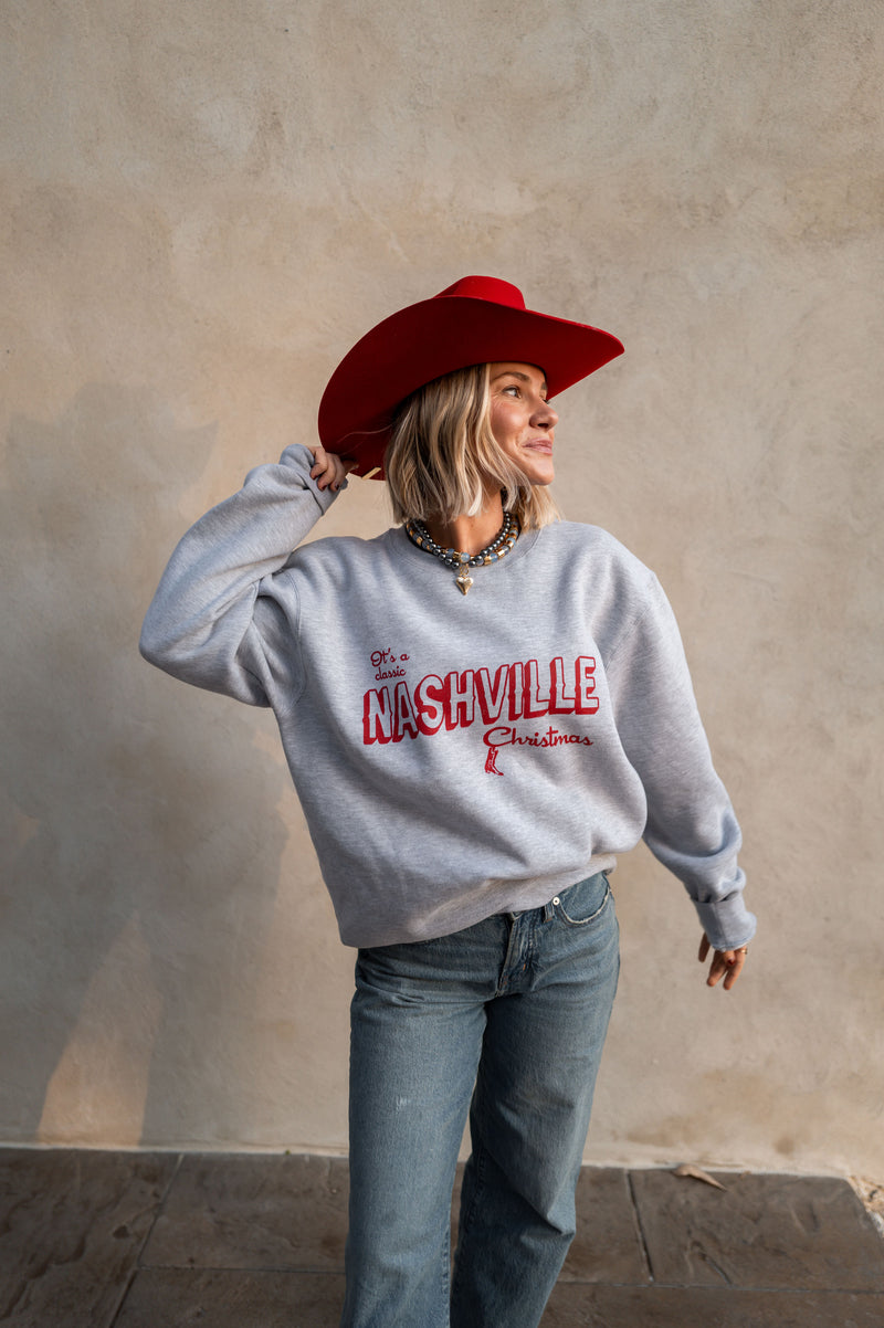 Grey Nashville Christmas Crewneck