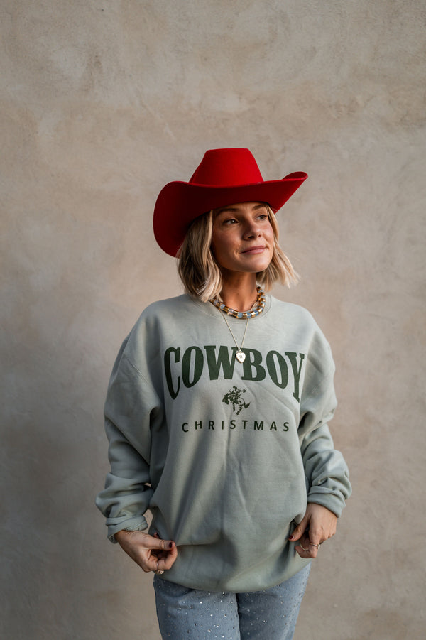 Sage Cowboy Christmas Crewneck