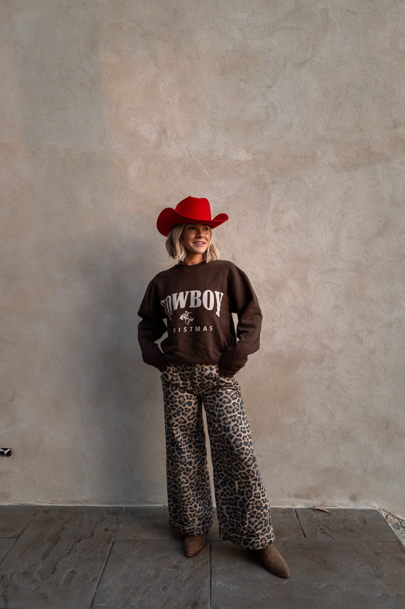 Brown Cowboy Christmas Crewneck