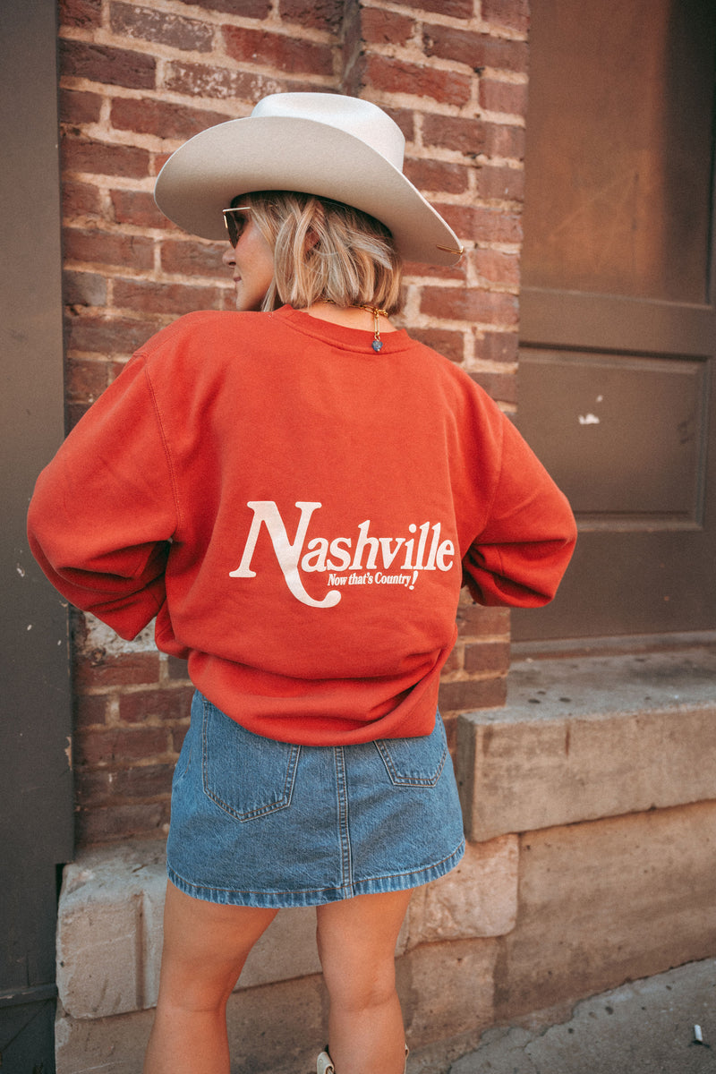 Nasvhille! Now That's Country Crewneck - Amber