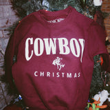 Youth Maroon Cowboy Christmas Crewneck